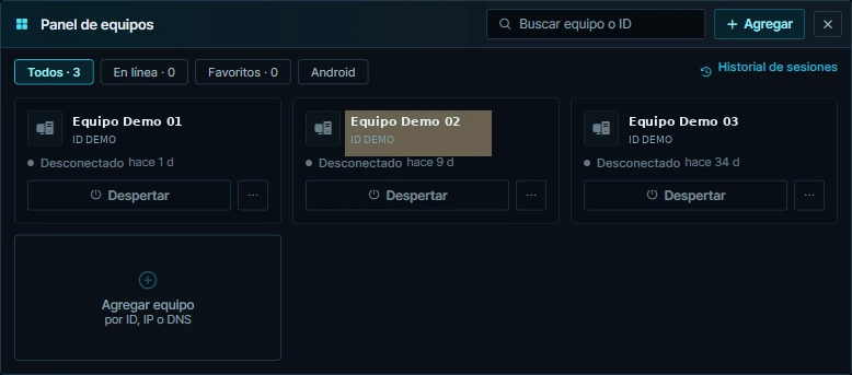 MerviDesk: gestión de equipos de demostración, captura pública sanitizada
